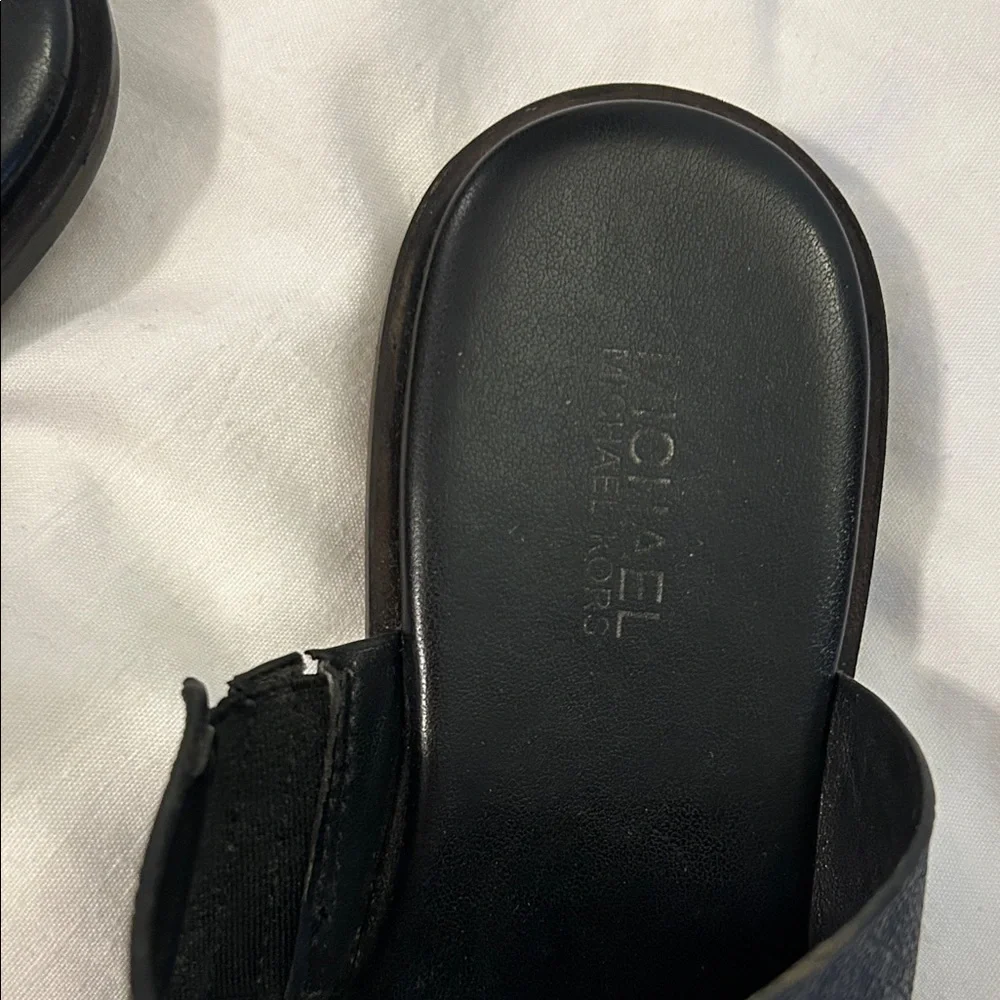Michael Kors Black Logo Strap Slide Sandals Side 6.5